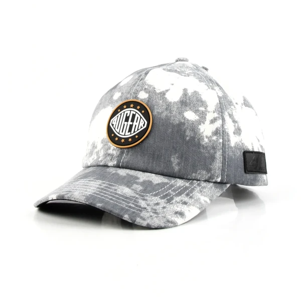 6-Panel Baseball Cap with Leather Patch and Rubber Patch - Premium OEM headwear detail