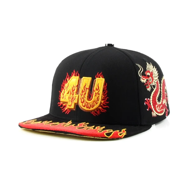 de tejido funcional con parche de cuero y Flat Embroidery - Premium OEM headwear detail