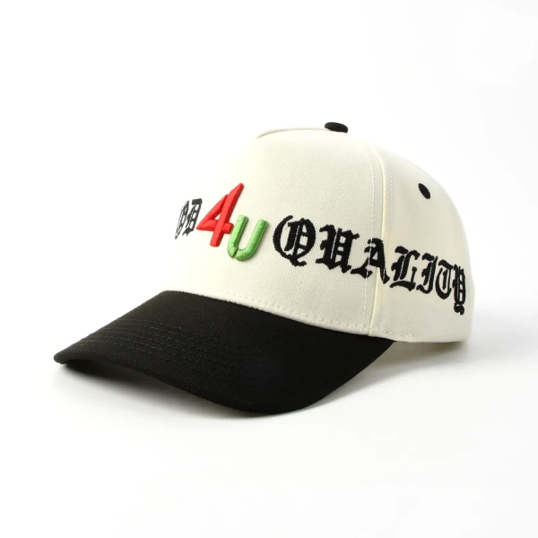 5-Panel Baseball Cap with 3D Embroidery - Premium OEM headwear detail
