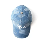 cappellino da baseball a 5 pannelli in denim con ricamo applicato - View 6