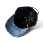 cappellino da baseball a 5 pannelli in denim con ricamo applicato - View 7