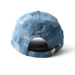 cappellino da baseball a 5 pannelli in denim con ricamo applicato - View 4