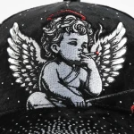 Streetwear 5-Panel Baseball Cap with Flat Embroidery and Rhinestone - View 10