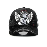 Streetwear 5-Panel Baseball Cap with Flat Embroidery and Rhinestone - View 2