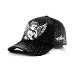 Streetwear 5-Panel Baseball Cap with Flat Embroidery and Rhinestone - View 1