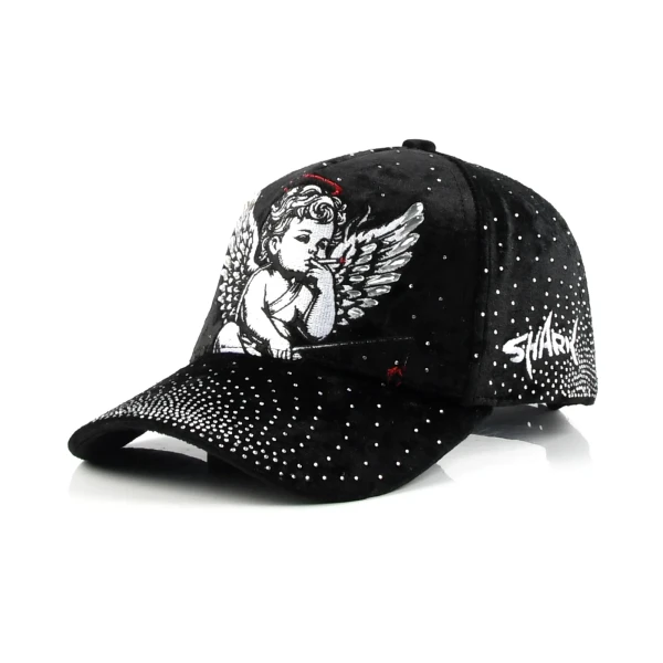 Streetwear 5-Panel Baseball Cap with Flat Embroidery and Rhinestone - Premium OEM headwear detail