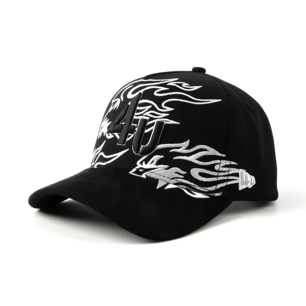 5-Panel Baseball Cap with Flat Embroidery and 3D Embroidery - Premium OEM headwear detail