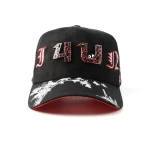 Streetwear 5-Panel Baseball Cap with Flat Embroidery and Rhinestone - View 2
