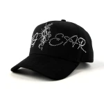 бейсболка с 5 панелями из Double-Sided Suede с Flat Embroidery и Rhinestone - View 1