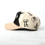 cappellino da baseball a 5 pannelli in cotone con ricamo tatami e Flat Embroidery - View 3