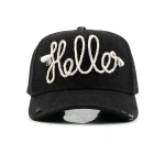 gorra de beisbol de 5 paneles de denim con bordado aplicado y serigrafia - View 6