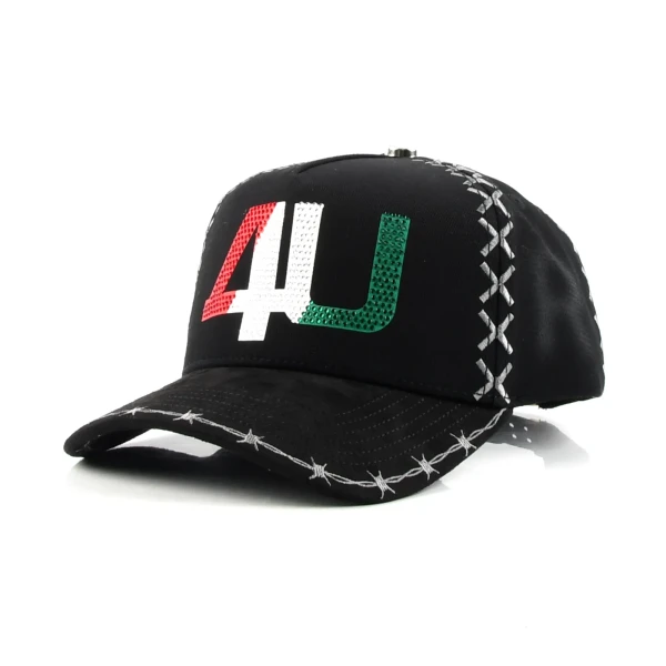 Streetwear 5-Panel Baseball Cap with Rhinestone and 3D Embroidery - Premium OEM headwear detail