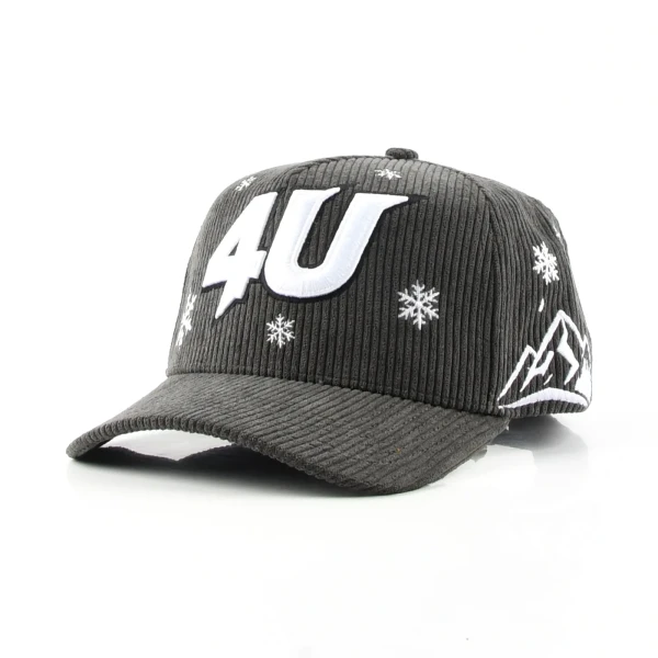 gorra de beisbol de 5 paneles de Corduroy con bordado 3D y Flat Embroidery - Premium OEM headwear detail