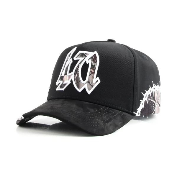 Streetwear 5-Panel Baseball Cap with Flat Embroidery and 3D Embroidery - Premium OEM headwear detail