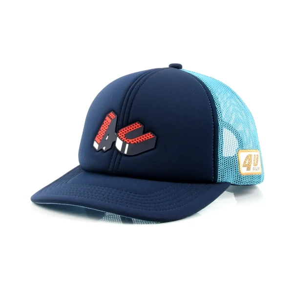 6-Panel Trucker Cap with Screen Printing and Woven Patch - Premium OEM headwear detail