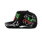 Streetwear 5-Panel Cap with Flat Embroidery and Rhinestone - View 3