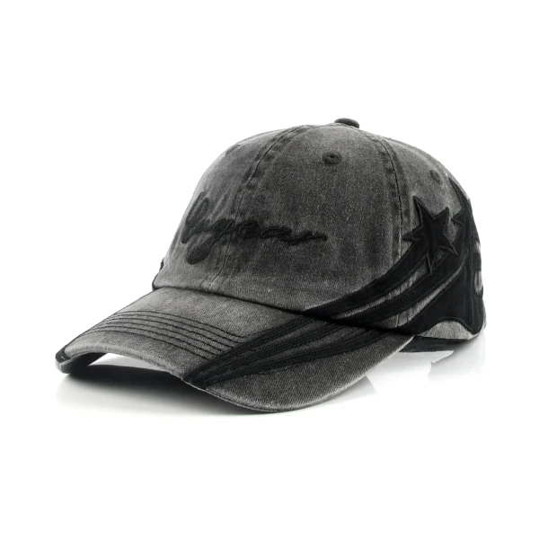 6-Panel Baseball Cap with Flat Embroidery and Applique Embroidery - Premium OEM headwear detail