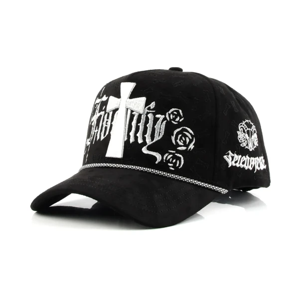 5-Panel Baseball Cap with Flat Embroidery and 3D Embroidery - Premium OEM headwear detail
