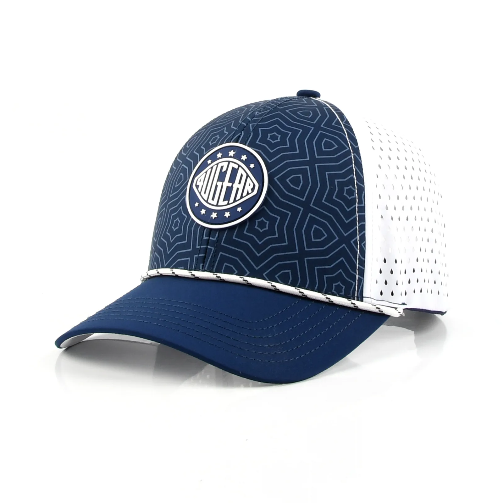 6-Panel Trucker Cap with Rubber Patch and Laser Perforation