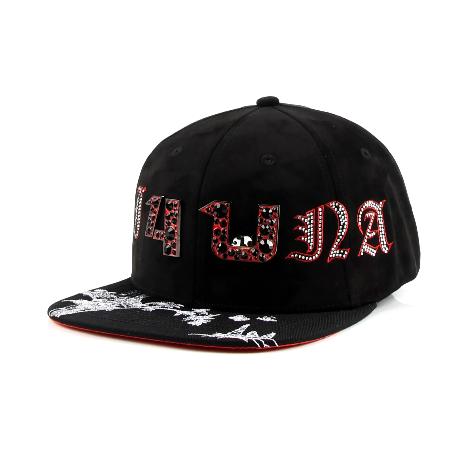 Streetwear Oversized 5-Panel Cap with Flat Embroidery and Rhinestone