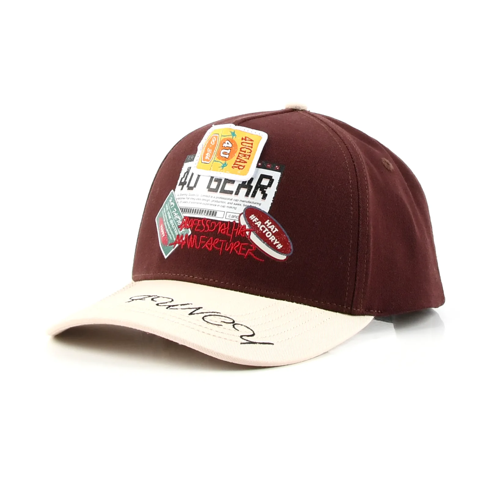 Streetwear 5-Panel Baseball Cap with Flat Embroidery and 3D Embroidery