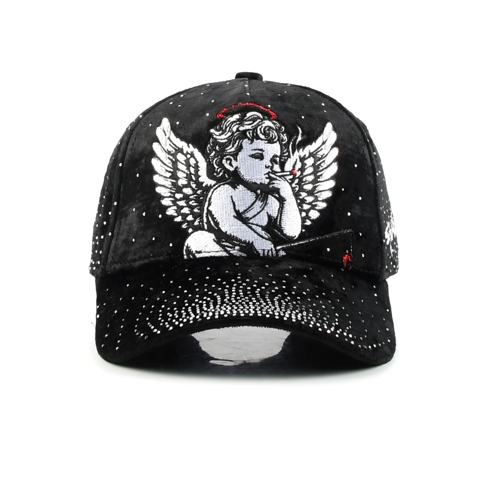 Streetwear 5-Panel Baseball Cap with Flat Embroidery and Rhinestone