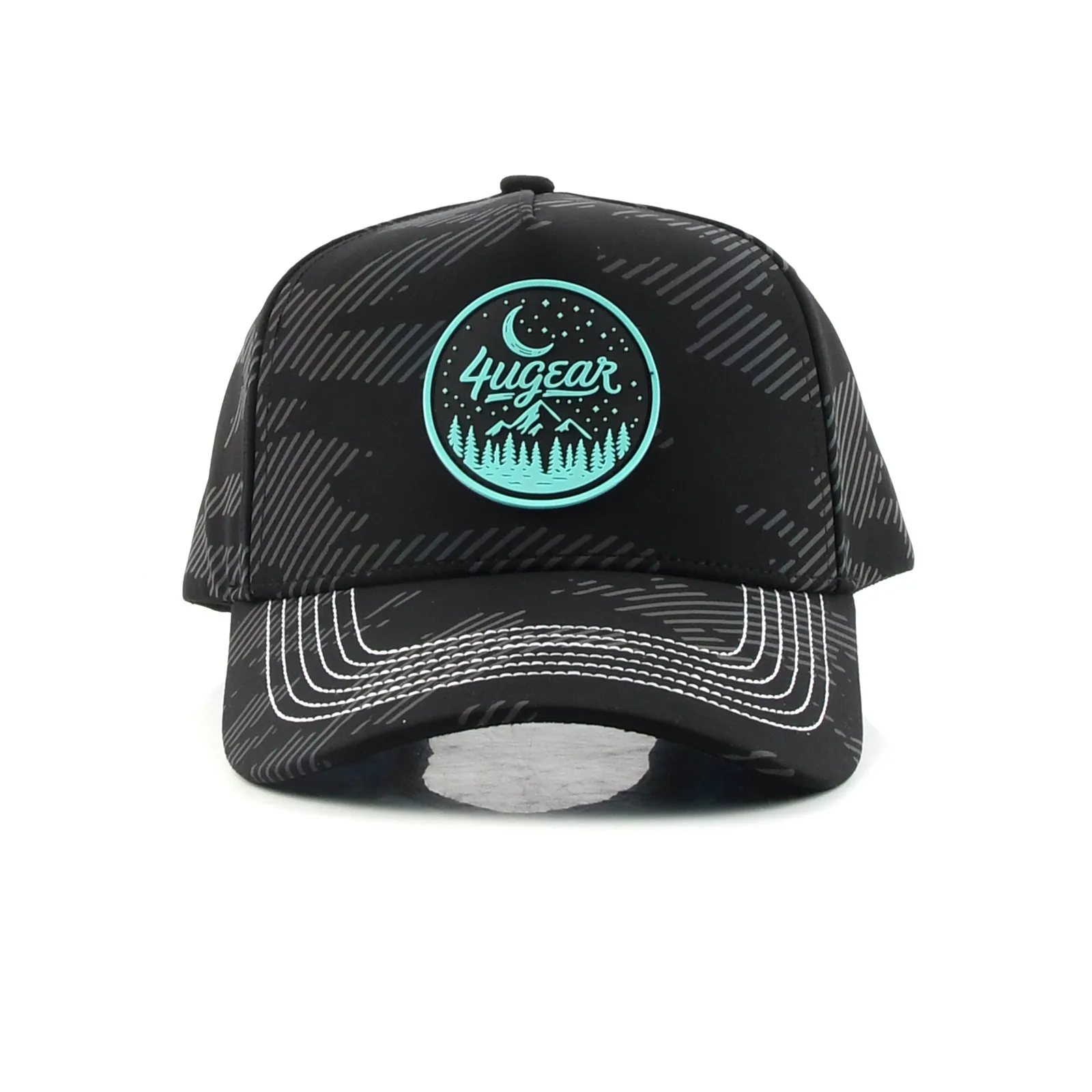 Streetwear 5-Panel Baseball Cap with Flat Embroidery and Rubber Patch