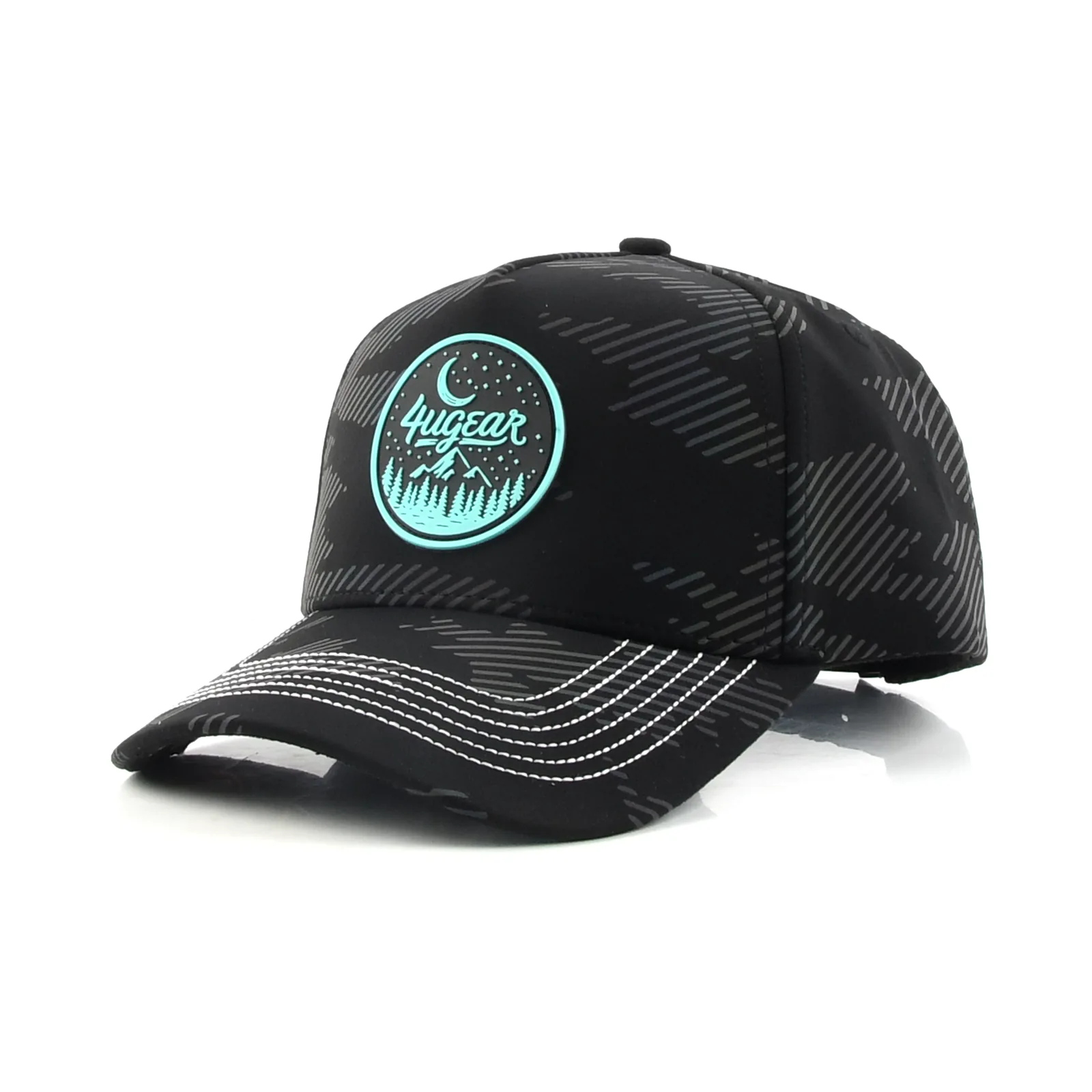 Streetwear 5-Panel Baseball Cap with Flat Embroidery and Rubber Patch
