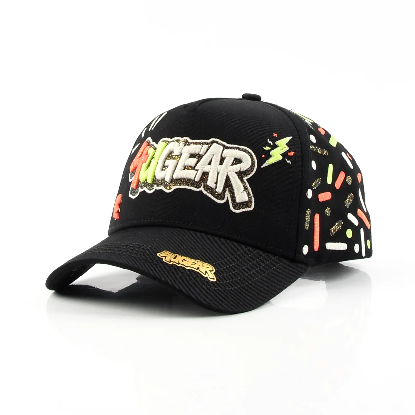 Streetwear 5-Panel Baseball Cap with Flat Embroidery and 3D Embroidery