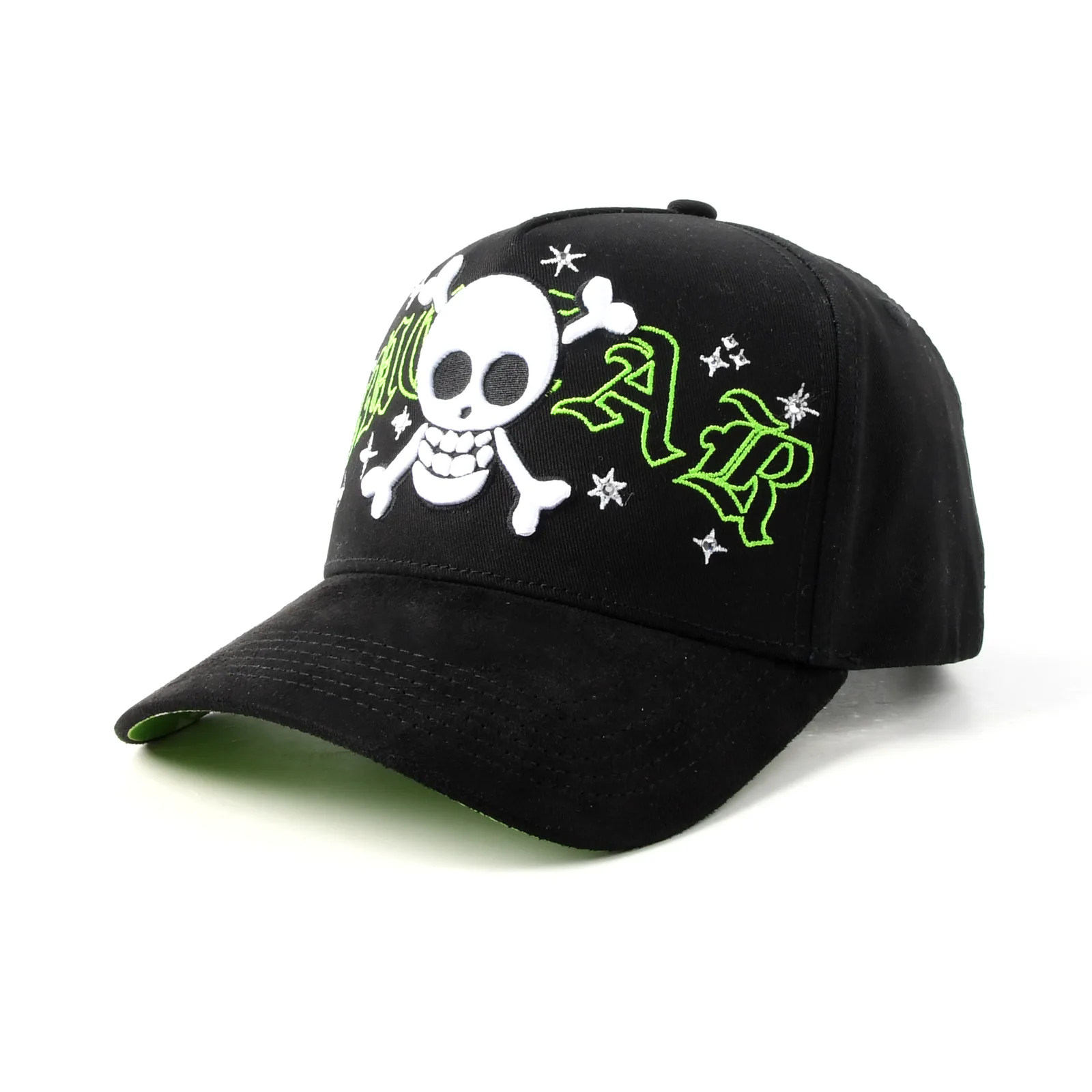 Streetwear 5-Panel Baseball Cap with Flat Embroidery and Rhinestone