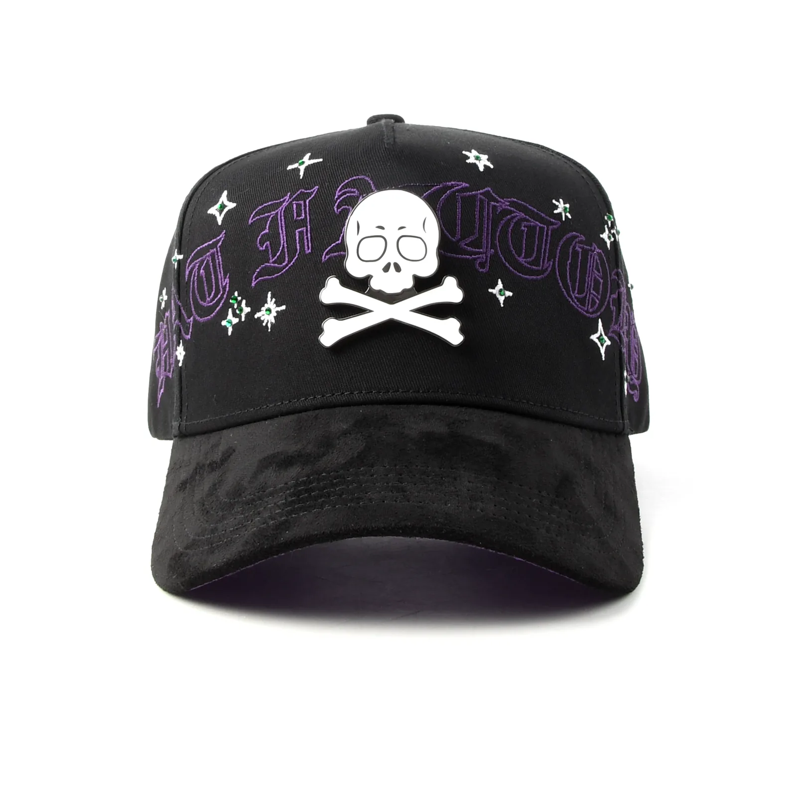 Streetwear 5-Panel Baseball Cap with Flat Embroidery and Rhinestone