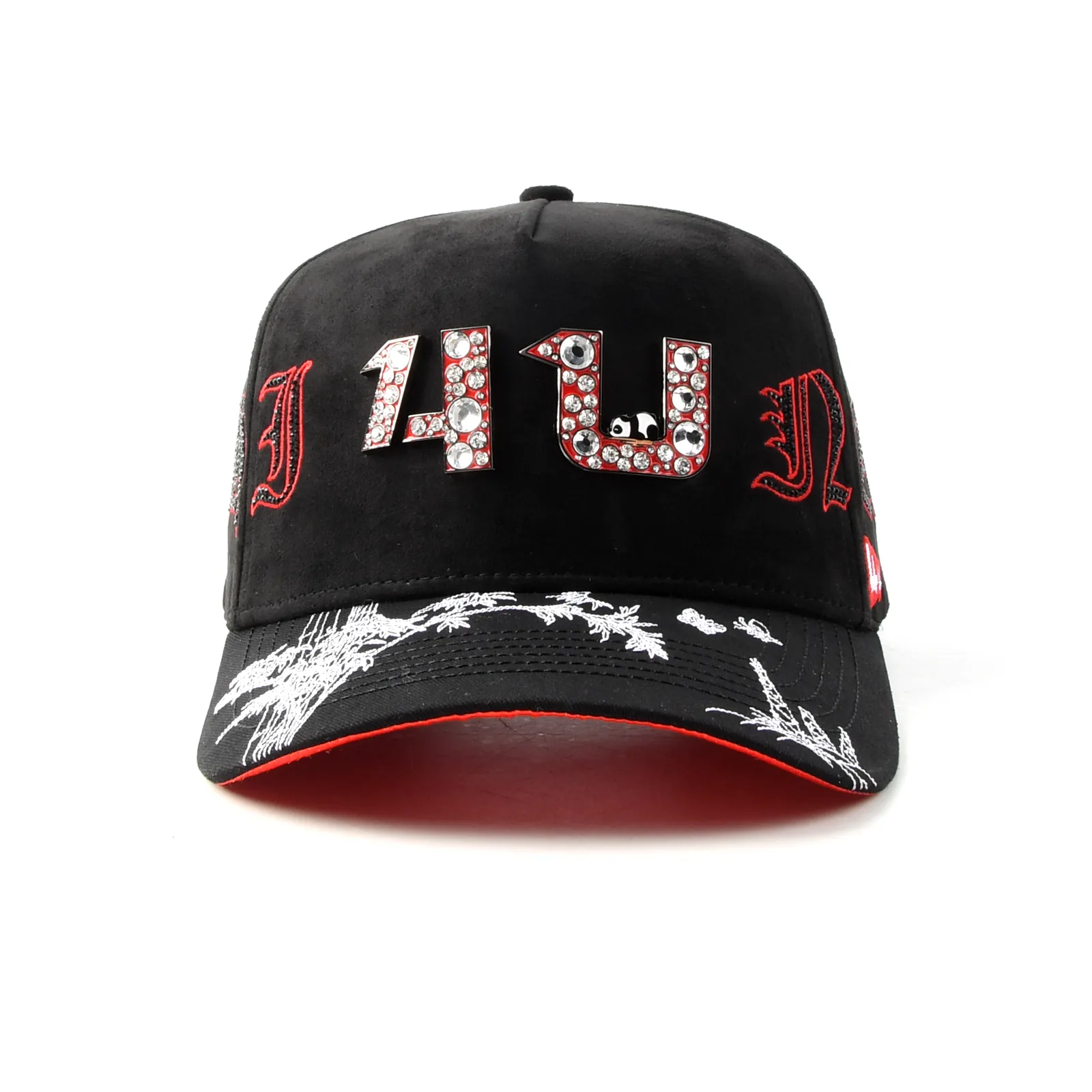 Streetwear 5-Panel Baseball Cap with Flat Embroidery and Rhinestone