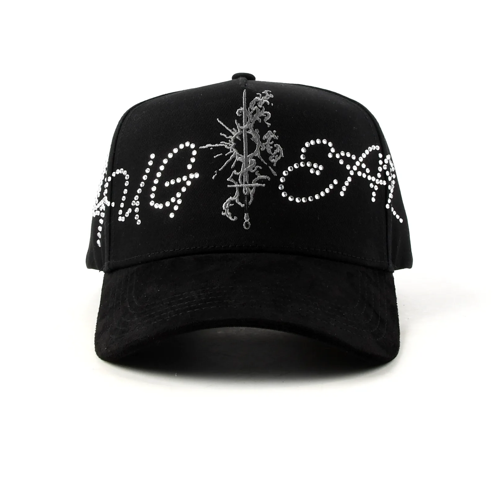 Streetwear 5-Panel Baseball Cap with Flat Embroidery and Rhinestone