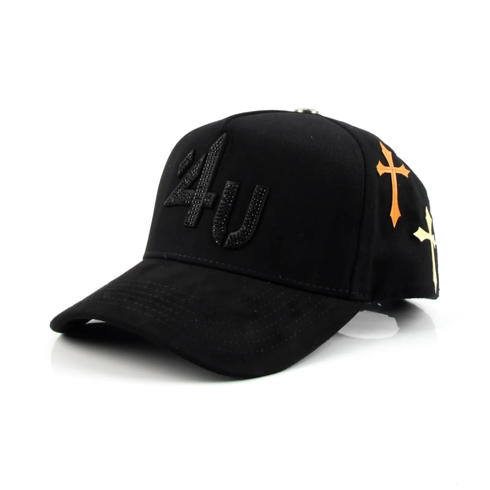Streetwear 5-Panel Baseball Cap with Flat Embroidery and Rhinestone