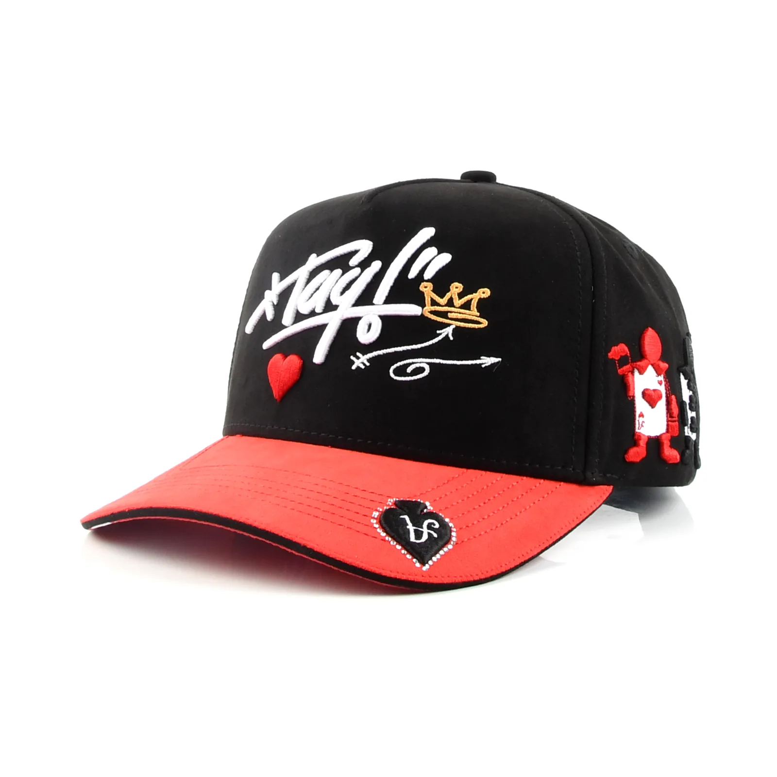 Streetwear 5-Panel Baseball Cap with Flat Embroidery and Rhinestone