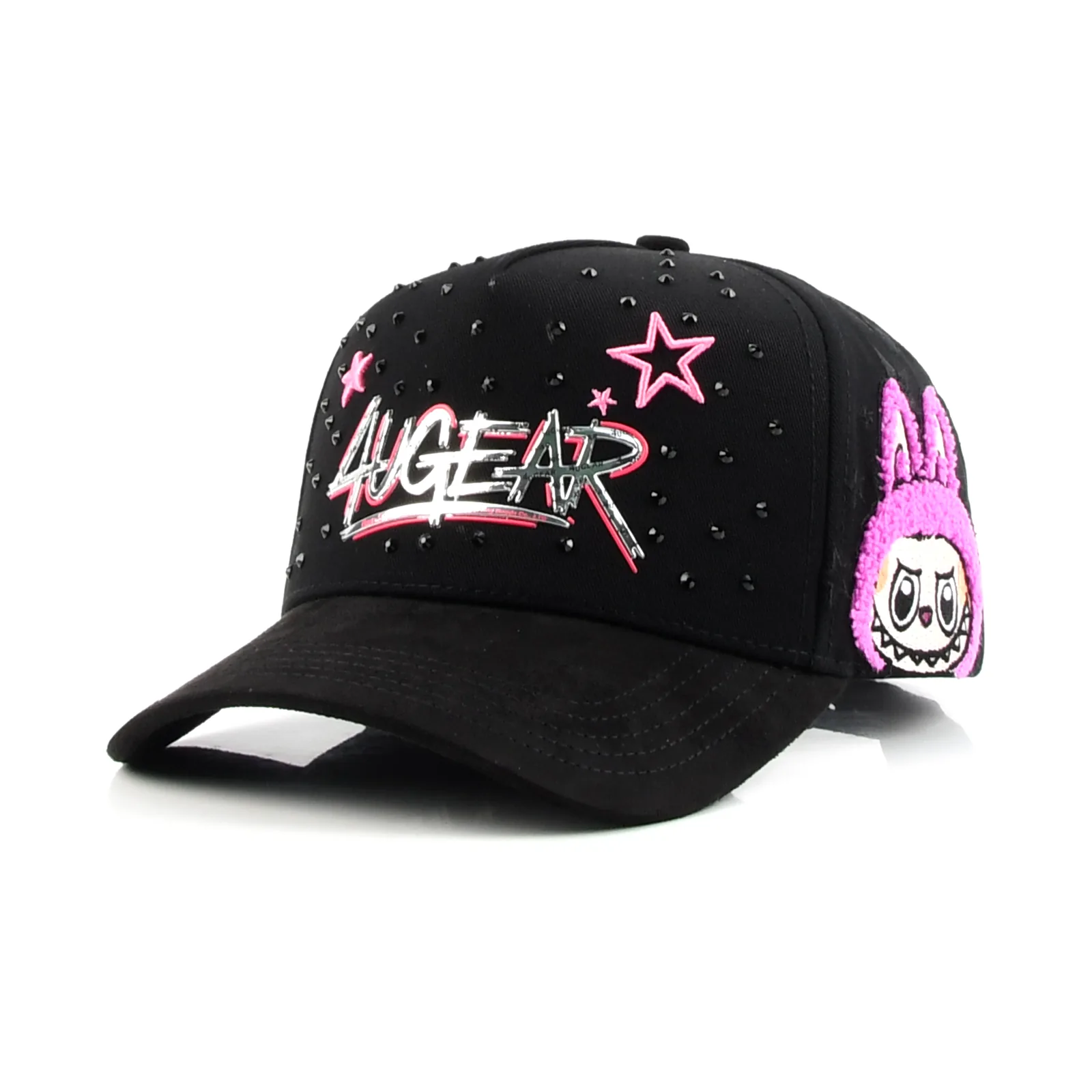 Streetwear 5-Panel Baseball Cap with Flat Embroidery and Rhinestone
