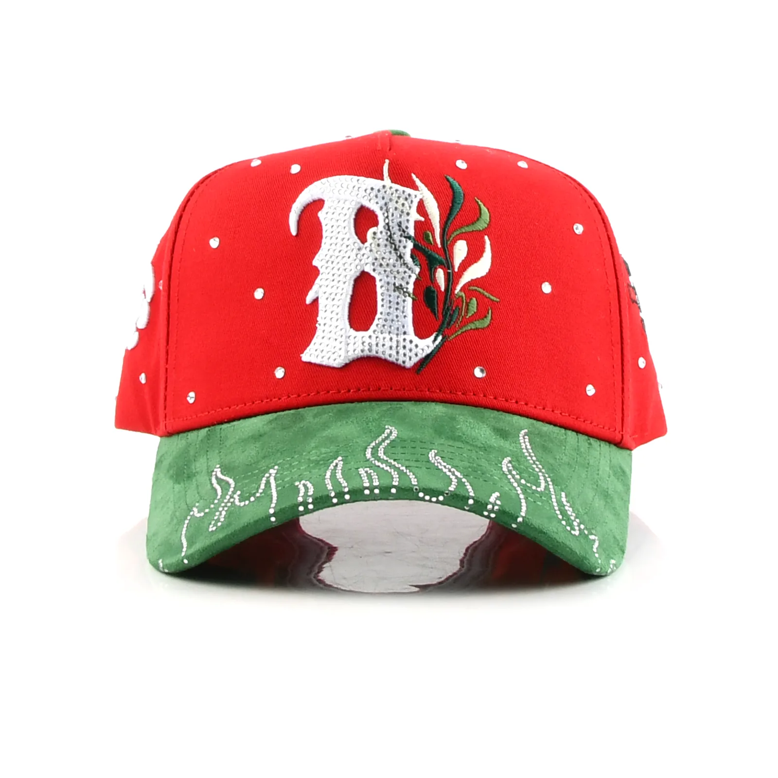 Streetwear 5-Panel Baseball Cap with Flat Embroidery and Rhinestone