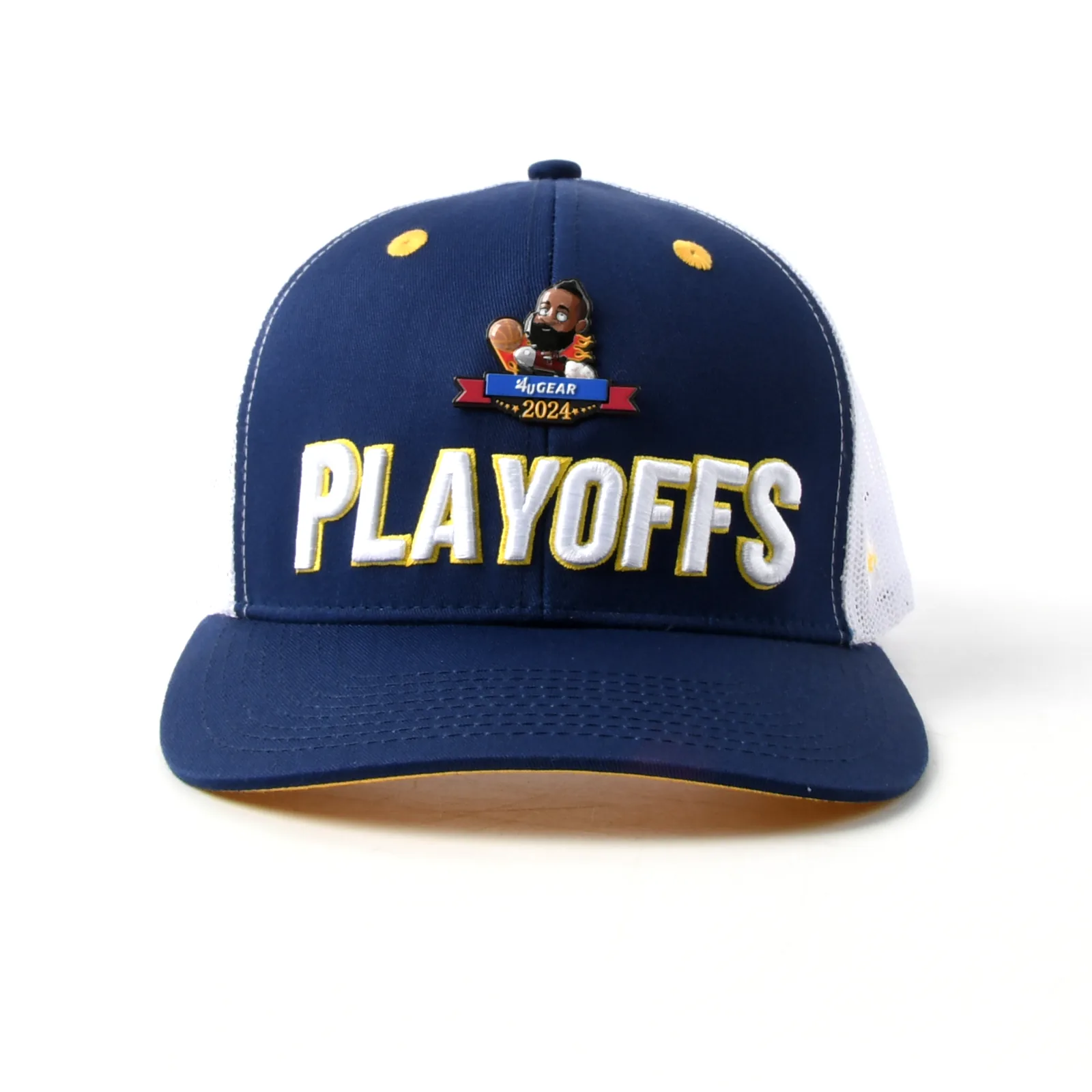 6-Panel Trucker Cap with Flat Embroidery and 3D Embroidery
