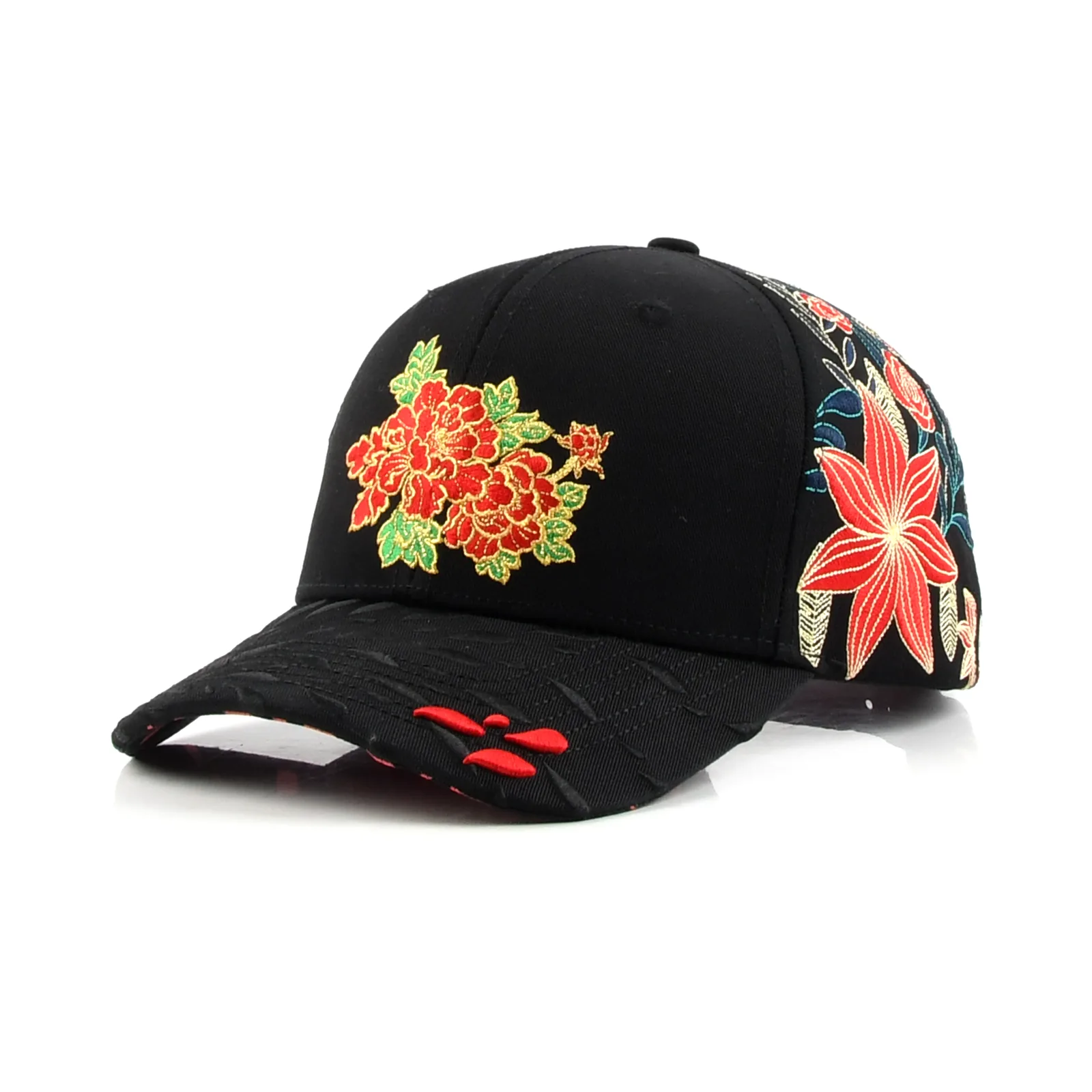 Streetwear 6-Panel Baseball Cap with Flat Embroidery and Screen Printing