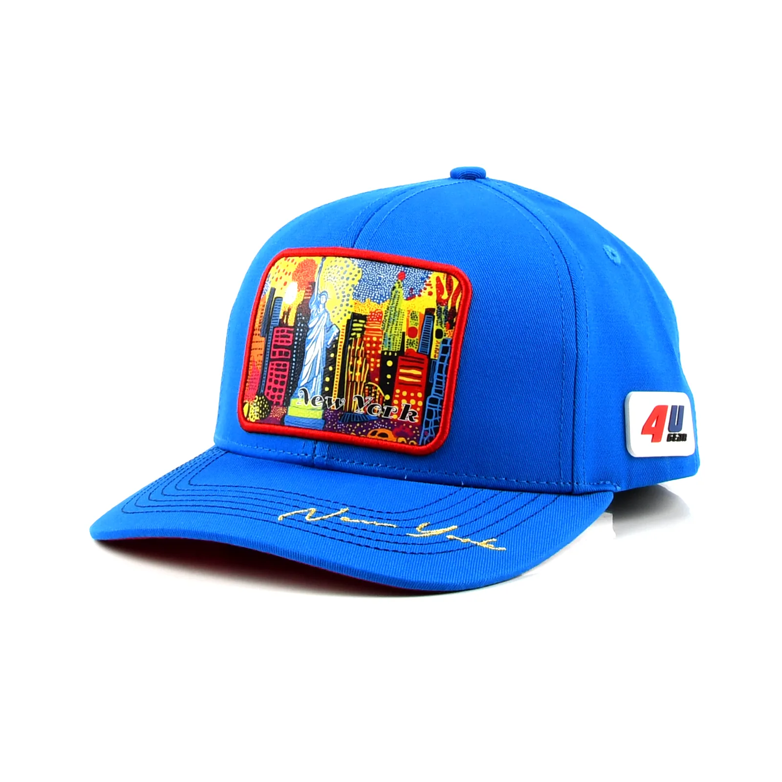 Streetwear 6-Panel Baseball Cap with Flat Embroidery and Rubber Patch
