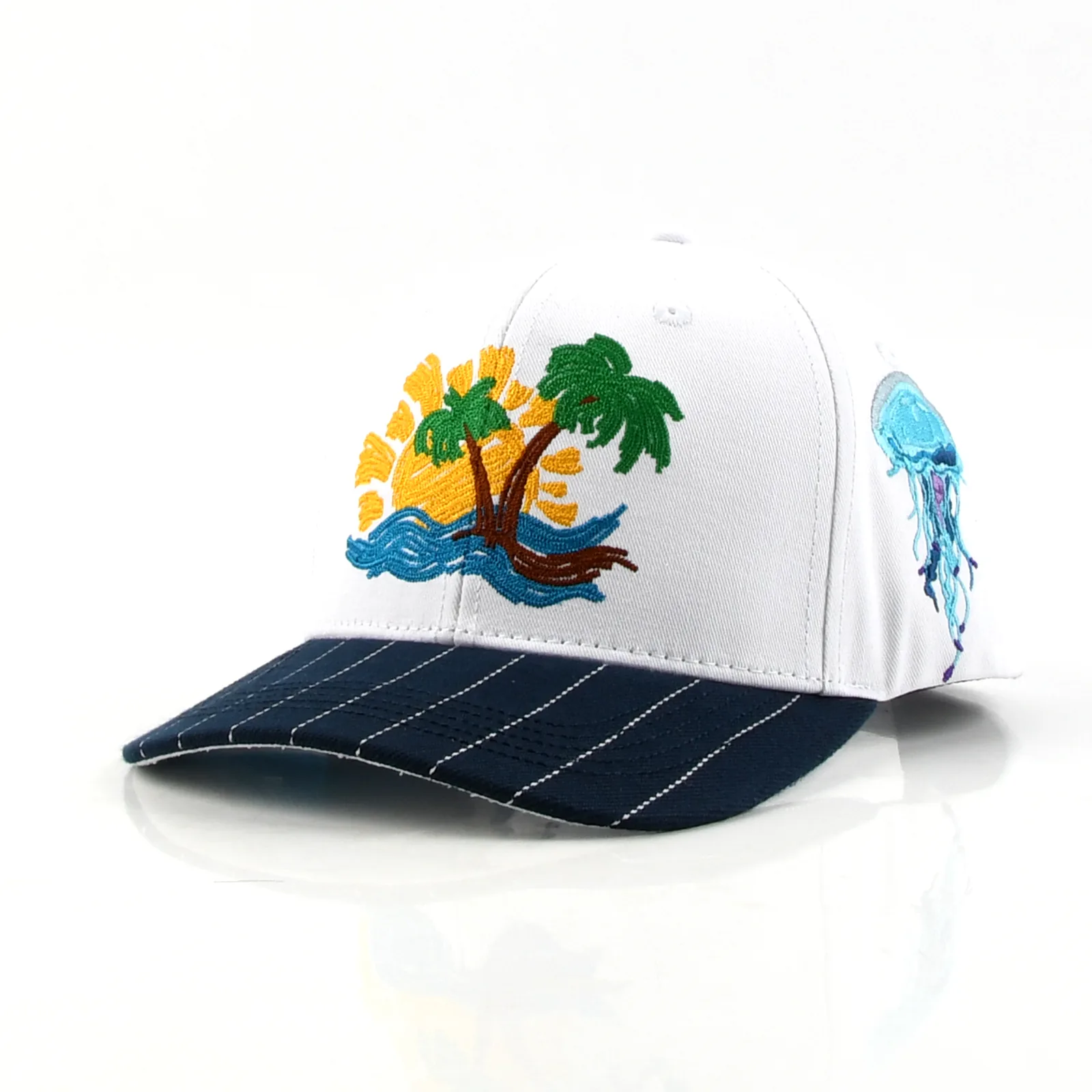 Streetwear 6-Panel Baseball Cap with Flat Embroidery and 3D Embroidery