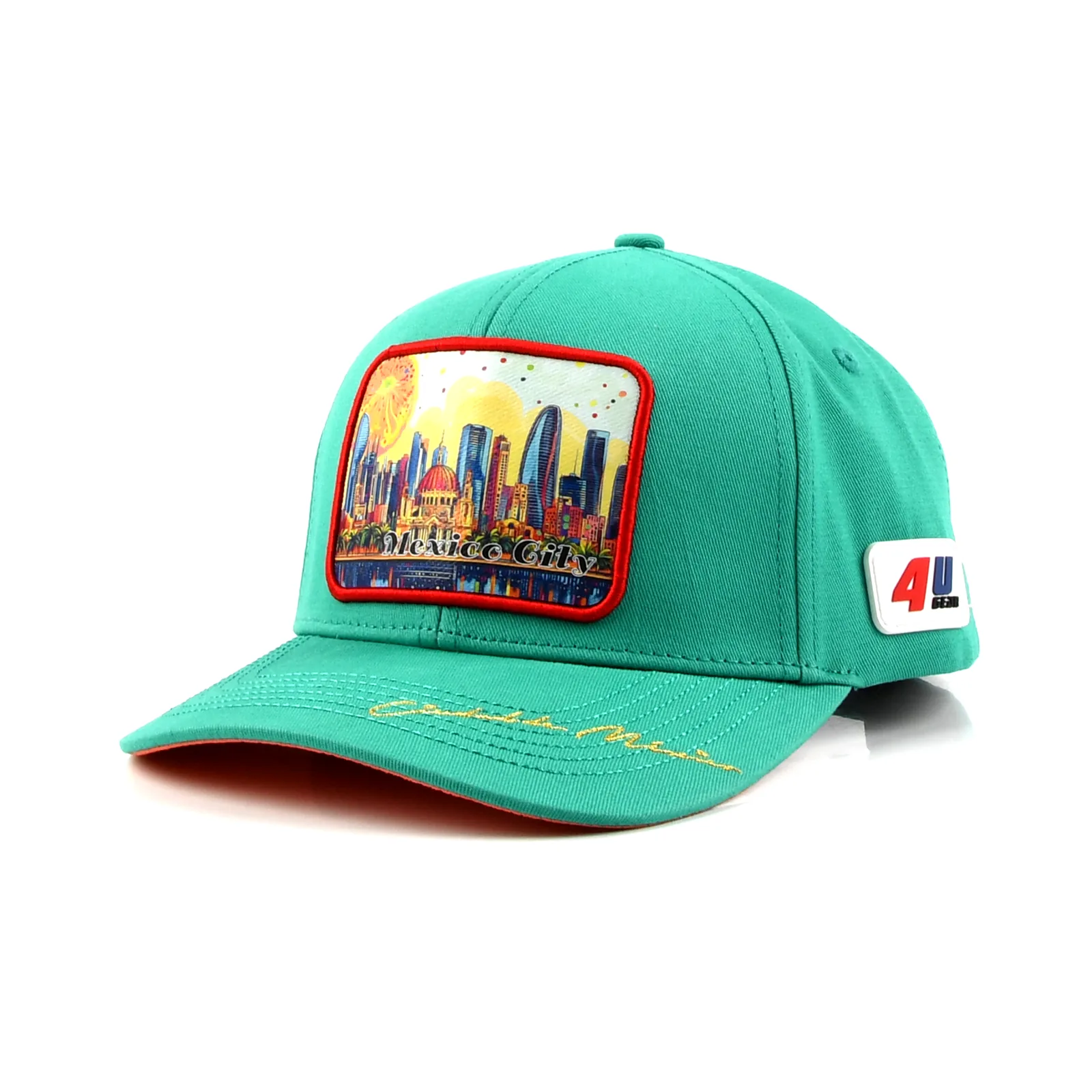 6-Panel Baseball Cap with Flat Embroidery and Rubber Patch