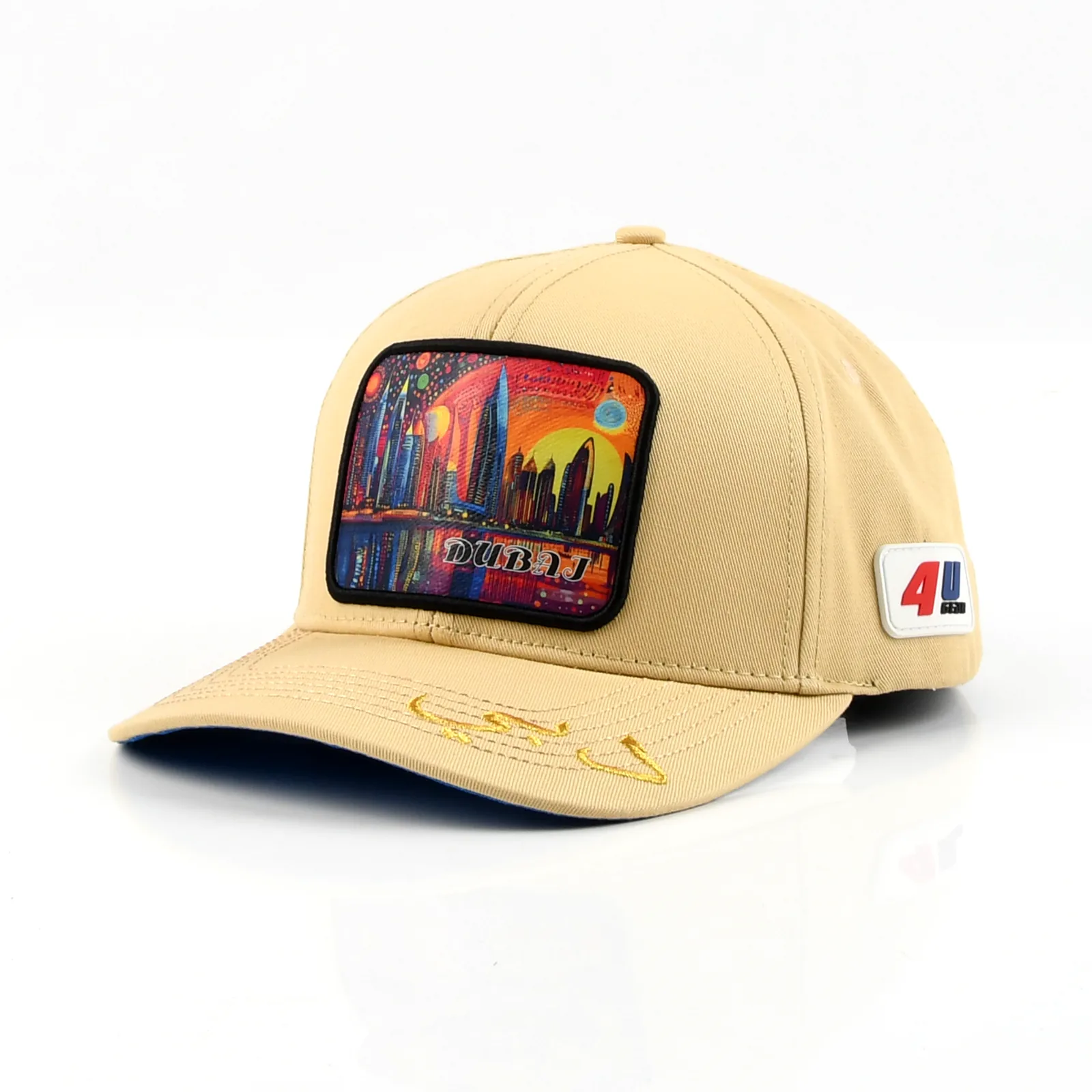 6-Panel Baseball Cap with Flat Embroidery and Rubber Patch